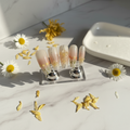 Spring Petal Sheer Pink Gold Foil Floral Press-On Nails