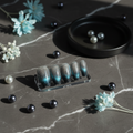 Midnight Galaxy Black Teal Glitter Ombre Press-On Nails