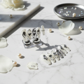 Silver Heart White Chrome 3D Heart Press-On Nails display